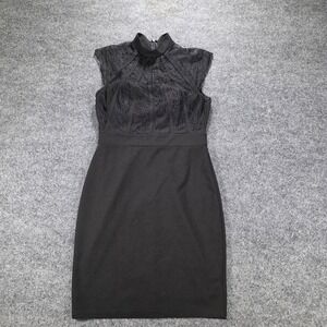 Blashe Cocktail Dress Lace Mock Neck Bodycon Little Black Dress Medium Women LBD